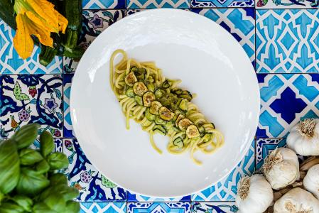 Pasta with zucchini, a traditional dish from Cilento cuisine.