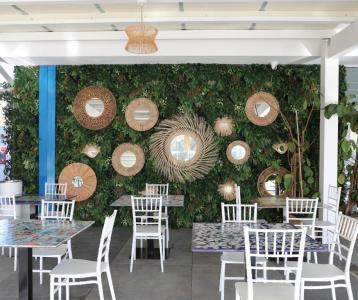 Dining Area with Tables and Chairs. 